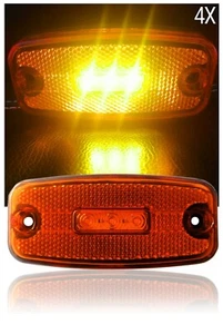 4x Fanale Luce Ingombro Laterale 3 Led Arancione 110mm Per Camion Camper 12/24v - Foto 1 di 7