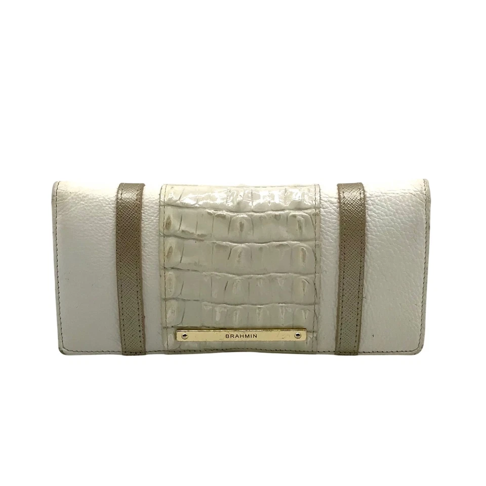 Cartera Melbourne Brahmin blanca y macarrón dama viñedo cuero en relieve cocodrilo Foto 1 de 4