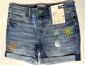 SO Mid Rise Midi Girl's Shorts Size 10, 14 or 16 NEW Embroidered Ret $30.00 - Picture 1 of 5