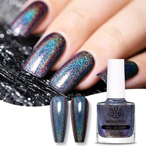 Glitter Nagellack Regenbogen Shining Glitter Super Shine Nail Art Polish Schwarz - Bild 1 von 9