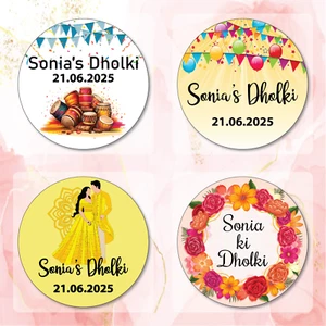 50 x Pegatinas Dholki, Pegatinas de Boda, Pegatinas Nikkah, Pegatinas Favor de Boda - Imagen 1 de 9