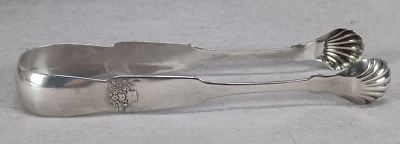 Charles Brewer Middletown CT Coin Silver Federal Style Floral Basket Sugar Tongs - Image 1 of 4
