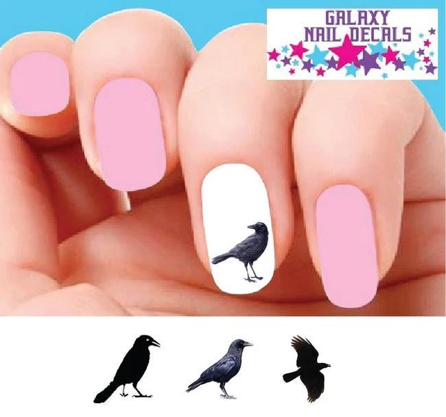 Calcomanías de uñas para pájaros tobogán acuático - Juego de 20 cuervos negros surtidos Foto 1 de 1