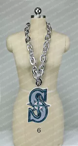 New MLB SEATTLE MARINERS Jumbo Big SILVER Fan Chain Necklace Foam - Picture 1 of 3