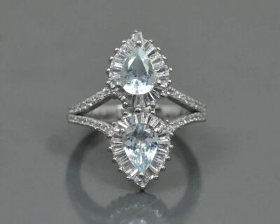 Einzigartig Aquamarin Ring 925 Sterlingsilber Braut Promise Hochzeitsgeschenk - Bild 1 von 4