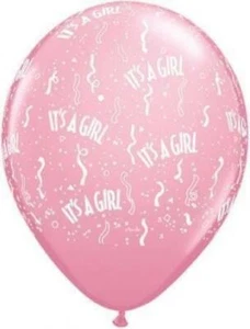 It's A Girl-A-Round Qualatex 11 Inch Pink Latex Balloons - Picture 1 of 4