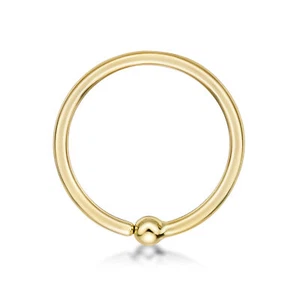 14 Gauge Unisex Fixed Captive Bead Hoop Nipple Ring in 14K Yellow - 5/8 Inches - Picture 1 of 6