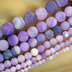 Purple Frosted Agate Round Beads 15" 4mm 6mm 8mm 10mm 12mm 14mm - Picture 1 of 7