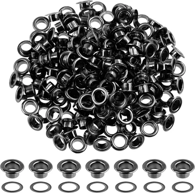 400Pcs 1/5 Inch - 6Mm Gun-Black Thicken Grommet Eyelets Metal Eyelets with Washe - Изображение 1 из 4