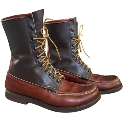 Botas vintage W.C. Russell mocassim atirador de pássaros tamanho 9.5 D dois tons marrom - Imagem 1 de 4