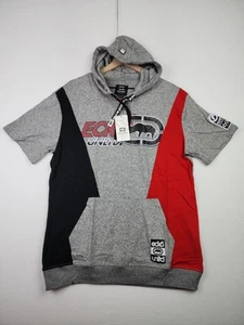 Ecko Unltd Kurzarm Hoodie Colorblock grau rot schwarz Logo Herren Größe XL neu mit Etikett - Bild 1 von 15
