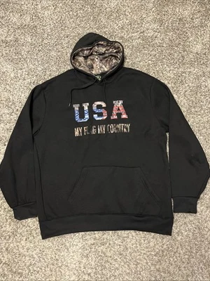 Толстовка с капюшоном Mossy Oak XL США My Flag My Country черная камуфляжная - Изображение 1 из 4
