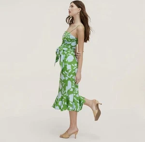 NWT! Kate Spade New York x Target Rose Linen Fit & Flare Midi Skirt Blue/Green S - Picture 1 of 5