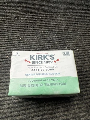 Jabón suave de Castilla Kirk's - Aloe Vera calmante 3 - 4 oz barra (S) Foto 1 de 4
