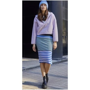 Marni x Uniqlo Women’s Sz M Stripe Midi Skirt Stretch Knit Pink Green Blue - Picture 1 of 13