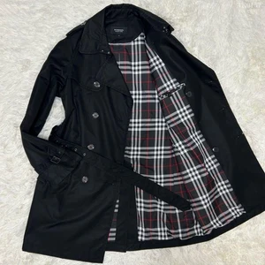 Gabardina negra Burberry Black Label Nova Check talla XL de Japón - Imagen 1 de 24