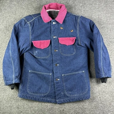 Jaqueta jeans feminina grande azul veludo colarinho celeiro casaco vestuário de trabalho forrado - Imagem 1 de 4