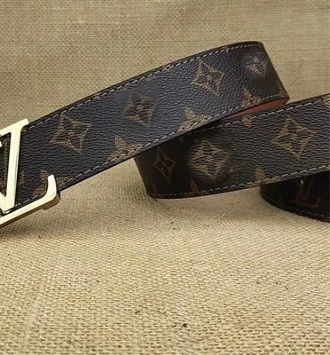 Men's belt brown floral gold buckle classic belt including box  95-125 - Image 1 of 3