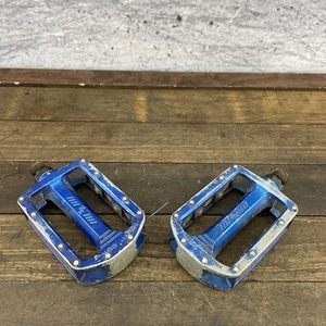 Vintage SR P-458 BMX Bicycle Pedals BLUE 9/16 Pair Reflectors Old School 80s - Picture 1 of 20