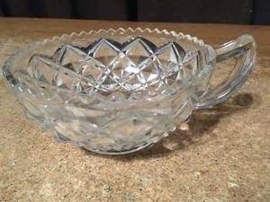 VINTAGE IMPERIAL GLASS CLEAR DIAMOND BLOCK CUP SUGAR BOWL 4.75" / WRONGWAY052 - Picture 1 of 6