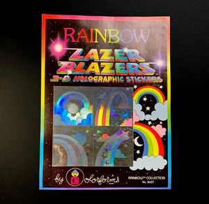 RAINBOW CELESTIAL SPACE LAZER BLAZERS vintage sticker decal holographic hologram - Picture 1 of 5