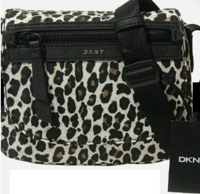 DKNY Carla Flap Leopard Print Messenger Crossbody Bagn Purse - Image 1 of 2
