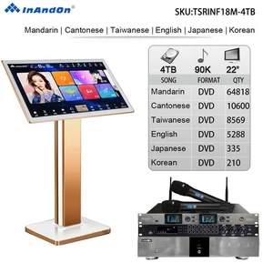 InAndon V5 MAX 22" Touch screen Karaoke Player Mix ECHO 2*Mics 4T 90K songs - Picture 1 of 24