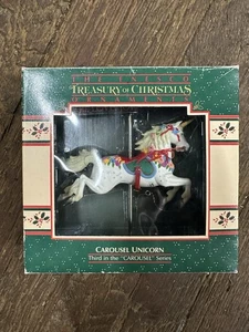 Enesco 1986 Carousel Unicorn Christmas Ornament Peace Love 3rd in Series NIB Vtg - Picture 1 of 10
