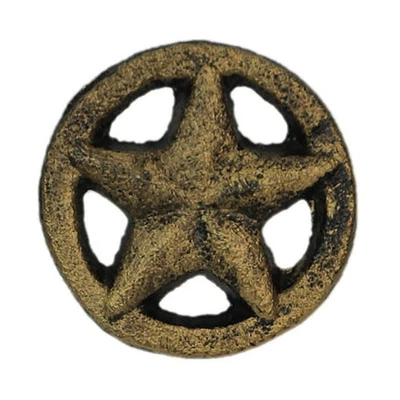 Juego de 12 perillas de hierro fundido Western Star doradas antiguas - 2" - tiradores de cajón Foto 1 de 4