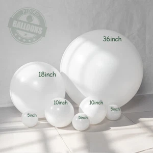Thickened Matte Pure White Round Balloon 5" 10" 12" 18" 36" Giant Latex Helium B - Picture 1 of 8