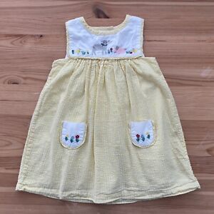 MINI BABY BODEN Yellow Striped Lamb Dress Easter Size 12-18 Months