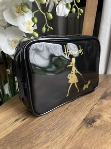 HARRODS Kosmetiktasche schwarz gold Mädchen und Hund Kosmetiktasche/ Etui - Bild 1 von 6