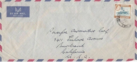 Rhodesia & Nyasaland #168 on AirMail Cover to US; Airport topical *d Cover