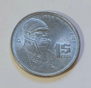1985 1 peso mexico coin BT-324 - Picture 1 of 2
