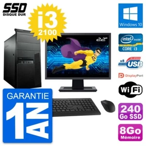 PC tour LENOVO M91p Bildschirm 22 " Core i3-2100 RAM 8Go SSD 240Go Windows 10 - Bild 1 von 3