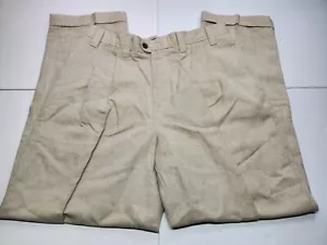 Mens Vintage Dockers Khaki Linen Cotton Pleated Cuffed Dress Pants 33x30 - Picture 1 of 6