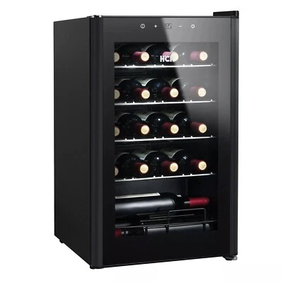70L Weinkühlschrank 24 Flaschen 4-22°C Kühlzone Vollglas-Touchpanel Schwarz - Bild 1 von 4