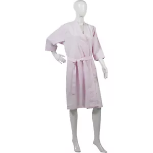 Ladies Lightweight Cotton Dressing Gown Striped Wrap Around House Coat Pockets - Picture 1 of 2