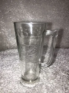 VINTAGE 1960's FALSTAFF Beer Glass Clear Glass Handled Mug Embossed Logo 7" - Picture 1 of 8