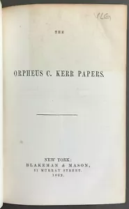 1. Ausgabe The Orpheus C. Kerr Papiere (Briefe 1-52) Blakeman & Mason 1862 - Bild 1 von 12