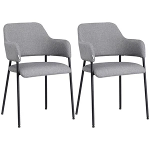 HOMCOM Set da 2 Sedie Imbottite Moderne con Braccioli in Tessuto Grigio - Foto 1 di 10