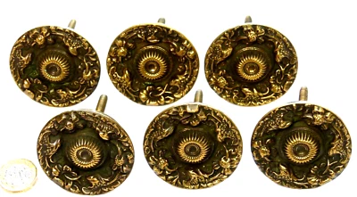 DECORATIVE SET X6 ANTIQUE HANDLES REGENCY PERIOD GEORGIAN FLOWERS PETAL PRE-1840 - Image 1 of 3