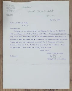 1904 Letterhead Kansas Topeka Gleed Ware Gleed Collections - Picture 1 of 2