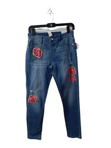 Justice Size 16 Girl's Blue Distressed Jegging With Sequin Flowers NWT - Picture 1 of 7