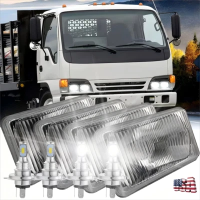 Super Bright 4pc 4x6" inch LED Headlight Projector For Isuzu NPR 1991-2005 Truck - Image 1 of 4