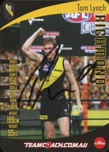 Signed 2019 Richmond Tigers AFL Premiers TeamCoach Card - Tom Lynch - Picture 1 of 3