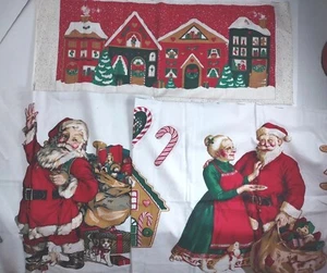 3 Wamsutta Christmas Fabric Panels Cut and Sew Applique Santa Mrs Claus Village - Picture 1 of 24
