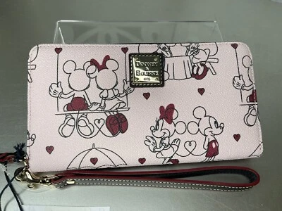¡Nuevo! Cartera Muñequera Dooney & Bourke Disney Mickey & Minnie in Love Rosa Claro Foto 1 de 4
