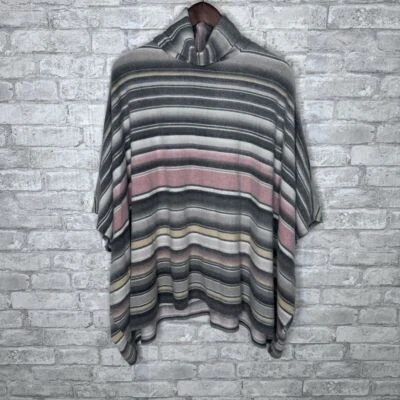 Ginger G  Buttery Soft Flannel Knit Stretch Turtleneck Poncho Oversized S / M - Image 1 of 4