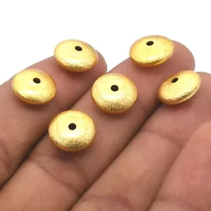 15 Pcs 8X4mm Saucer Spacer Brushed Bead 18k Gold Plated Jewelry Making - Picture 1 of 4